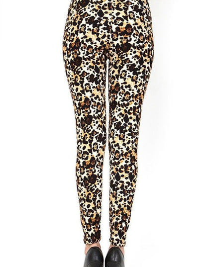 PLUS F643 Leopard Print Full-Length Leggings