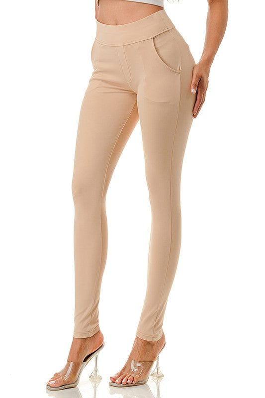 Y1805 SOLID SKINNY DRESS PANTS