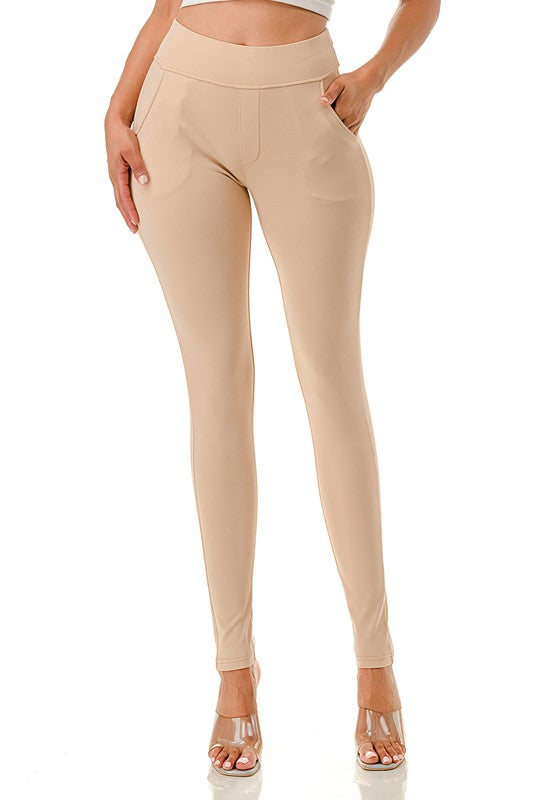 Y1805 SOLID SKINNY DRESS PANTS