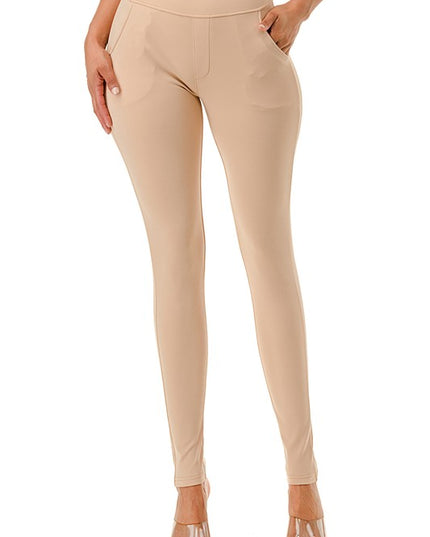 Y1805 SOLID SKINNY DRESS PANTS
