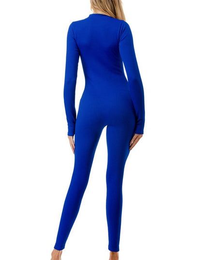 JS100 Solid Ribbed Zip Front Jumpsuit – Sleek Everyday Fit