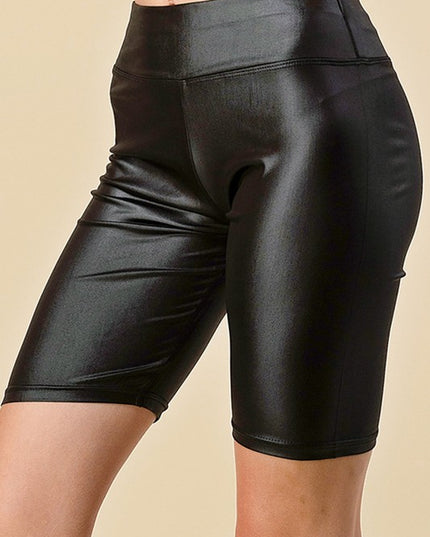 PU Faux Leather Biker Shorts – High Waist Sculpt Fit