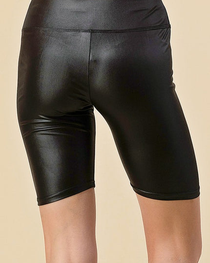 PU Faux Leather Biker Shorts – High Waist Sculpt Fit