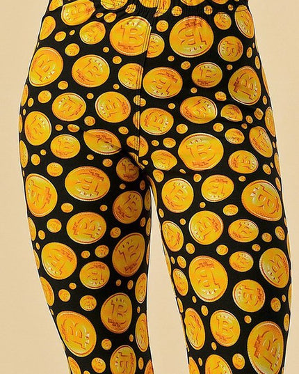 PLUS F763 Bitcoin Printed Soft Plus Size Leggings