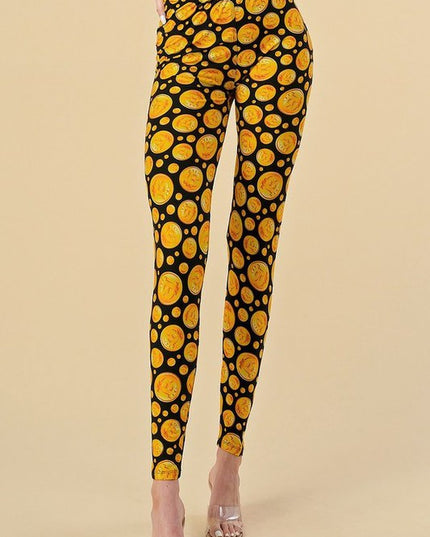 PLUS F763 Bitcoin Printed Soft Plus Size Leggings