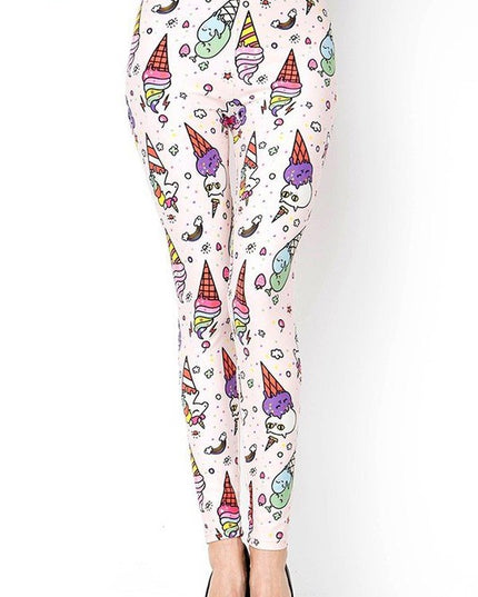 PLUS-J215 PLUS SIZE SWEET ICE CREAM PRINT FULL LEGGINGS