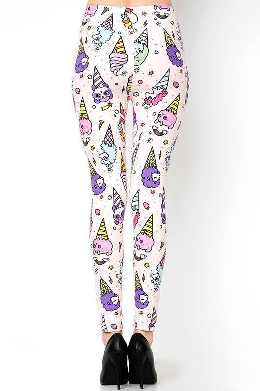 PLUS-J215 PLUS SIZE SWEET ICE CREAM PRINT FULL LEGGINGS