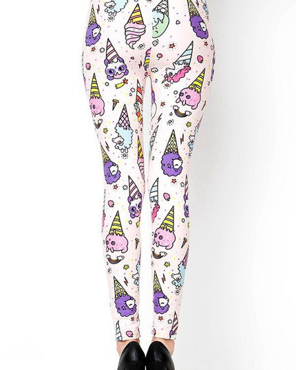 PLUS-J215 PLUS SIZE SWEET ICE CREAM PRINT FULL LEGGINGS