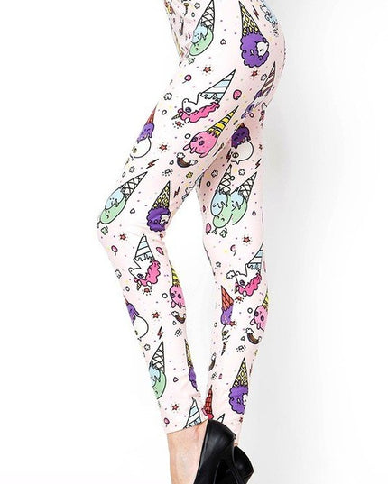 PLUS-J215 PLUS SIZE SWEET ICE CREAM PRINT FULL LEGGINGS