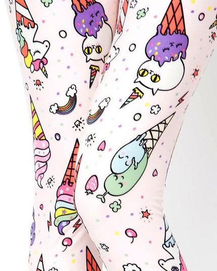 PLUS-J215 PLUS SIZE SWEET ICE CREAM PRINT FULL LEGGINGS