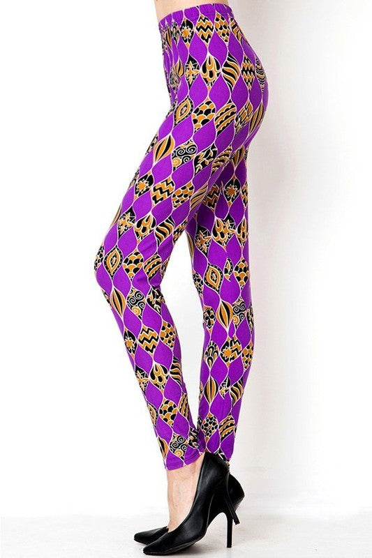 PLUS F681 PLUS SIZE UNIQUE PRINT BRUSHED FULL LEGGINGS