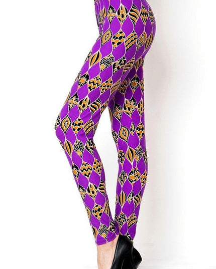 PLUS F681 PLUS SIZE UNIQUE PRINT BRUSHED FULL LEGGINGS