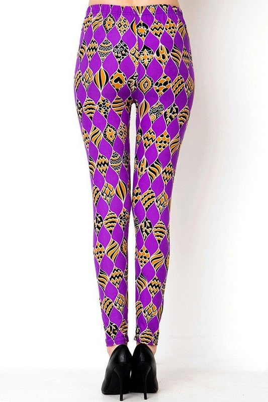 PLUS F681 PLUS SIZE UNIQUE PRINT BRUSHED FULL LEGGINGS