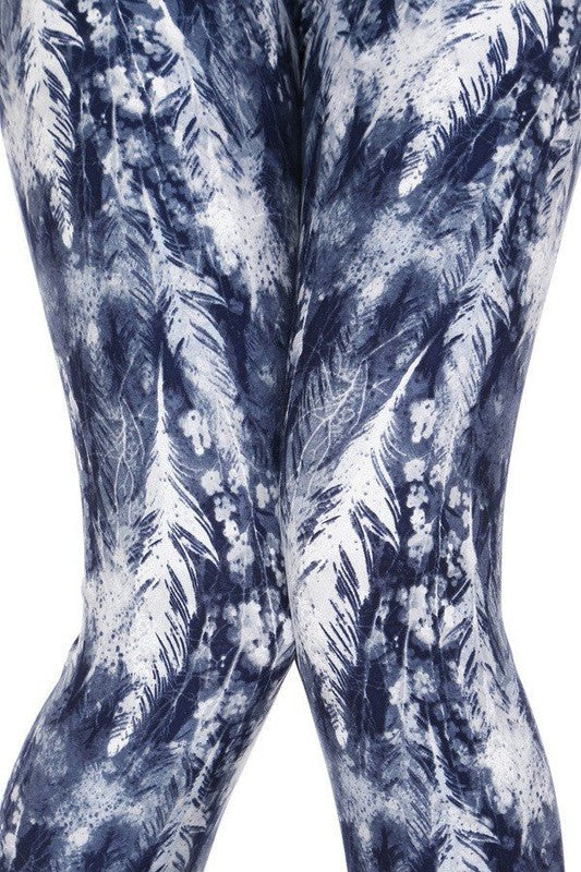 KIDS N203 KIDS TIE DYE FEATHER PRINT LEGGINGS