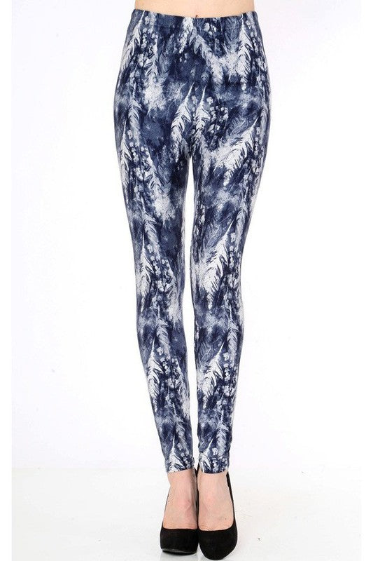 KIDS N203 KIDS TIE DYE FEATHER PRINT LEGGINGS