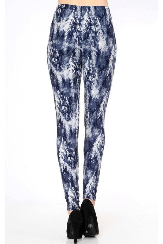 KIDS N203 KIDS TIE DYE FEATHER PRINT LEGGINGS