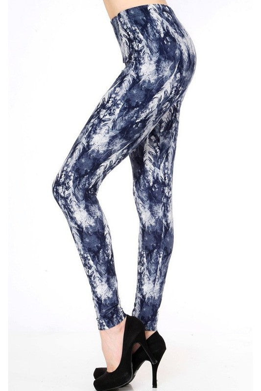 KIDS N203 KIDS TIE DYE FEATHER PRINT LEGGINGS