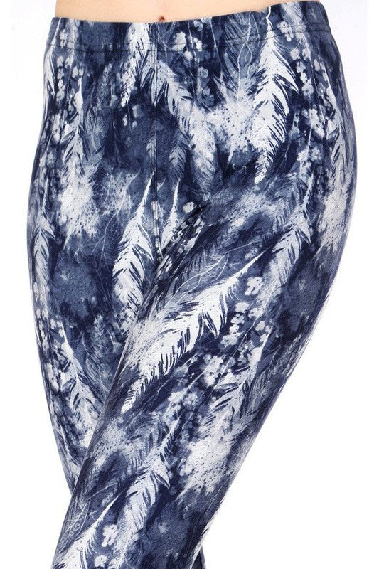 KIDS N203 KIDS TIE DYE FEATHER PRINT LEGGINGS
