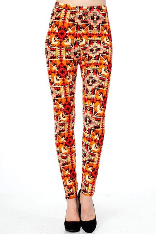 KIDS N241 BUTTERY SOFT TRIBAL PRINT FULL LEGGINGS