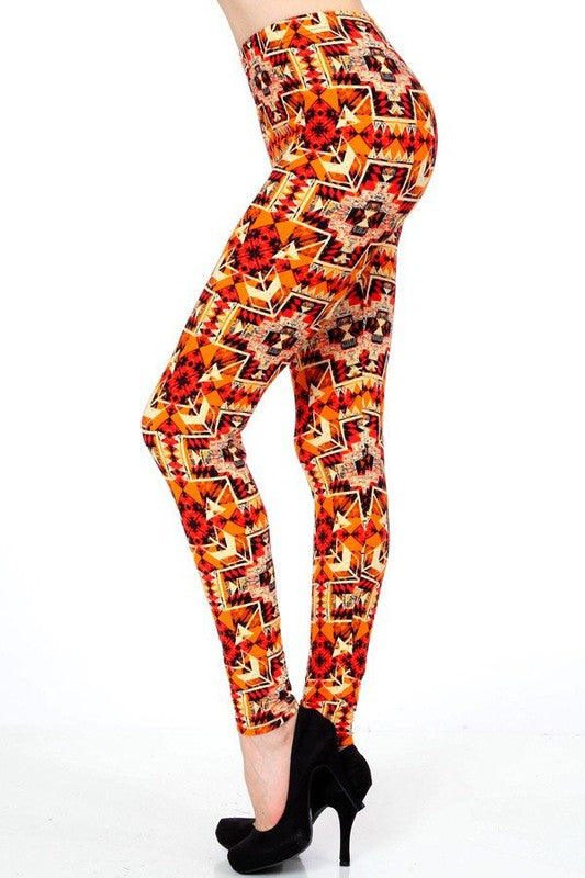KIDS N241 BUTTERY SOFT TRIBAL PRINT FULL LEGGINGS