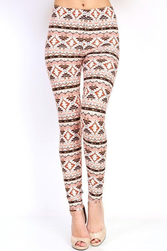 KIDS N145 KIDS TRIBAL PRINT BRUSHED LEGGINGS