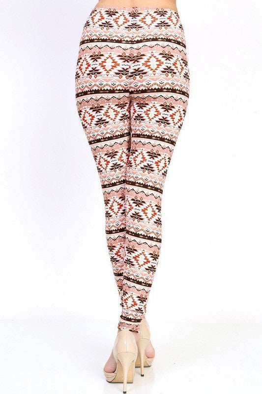 KIDS N145 KIDS TRIBAL PRINT BRUSHED LEGGINGS