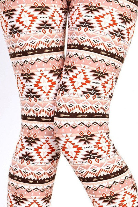 KIDS N145 KIDS TRIBAL PRINT BRUSHED LEGGINGS