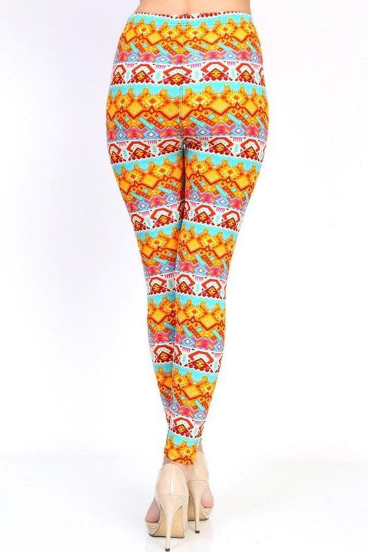 KIDS N144 KIDS ETHNIC PRINT BRUSHED LEGGINGS