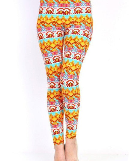 KIDS N144 KIDS ETHNIC PRINT BRUSHED LEGGINGS