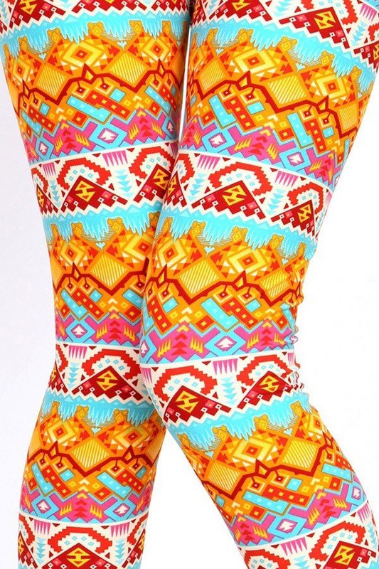 KIDS N144 KIDS ETHNIC PRINT BRUSHED LEGGINGS