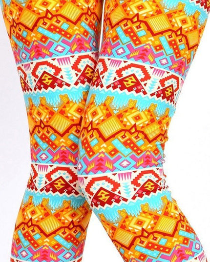 KIDS N144 KIDS ETHNIC PRINT BRUSHED LEGGINGS