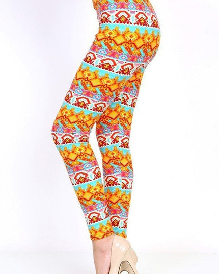 KIDS N144 KIDS ETHNIC PRINT BRUSHED LEGGINGS
