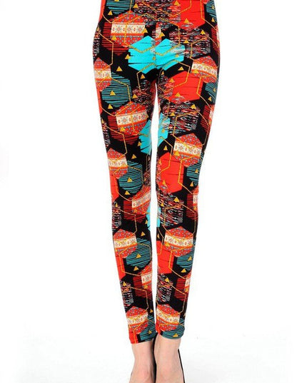 KIDS N251 KIDS BUTTERY SOFT GEOMETRICAL PRINT FULL LEGGINGS