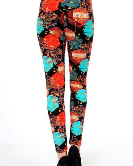 KIDS N251 KIDS BUTTERY SOFT GEOMETRICAL PRINT FULL LEGGINGS