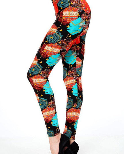 KIDS N251 KIDS BUTTERY SOFT GEOMETRICAL PRINT FULL LEGGINGS