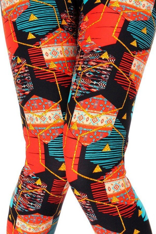 KIDS N251 KIDS BUTTERY SOFT GEOMETRICAL PRINT FULL LEGGINGS