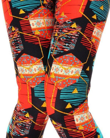 KIDS N251 KIDS BUTTERY SOFT GEOMETRICAL PRINT FULL LEGGINGS