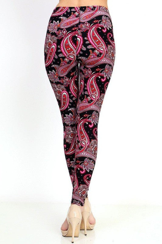 KIDS N123 KIDS PAISLEY PRINT BRUSHED LEGGINGS