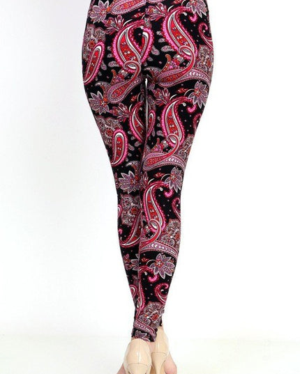 KIDS N123 KIDS PAISLEY PRINT BRUSHED LEGGINGS