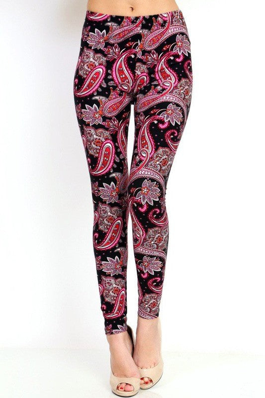 KIDS N123 KIDS PAISLEY PRINT BRUSHED LEGGINGS