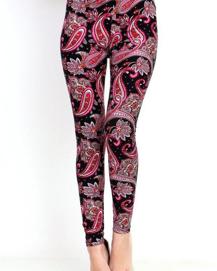 KIDS N123 KIDS PAISLEY PRINT BRUSHED LEGGINGS