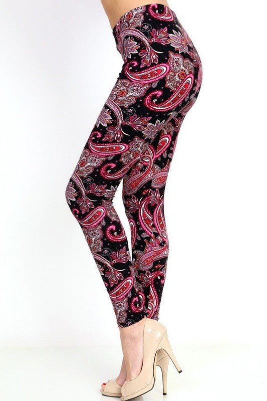 KIDS N123 KIDS PAISLEY PRINT BRUSHED LEGGINGS