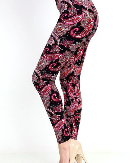 KIDS N123 KIDS PAISLEY PRINT BRUSHED LEGGINGS