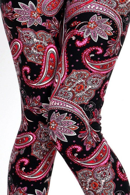 KIDS N123 KIDS PAISLEY PRINT BRUSHED LEGGINGS