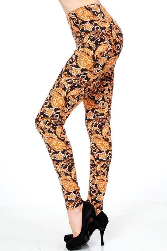 KIDS N230 KIDS BUTTERY SOFT PAISLEY PRINT FULL LEGGINGS