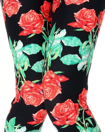 KIDS N236 KIDS BUTTERY SOFT ROSE PRINT FULL LEGGINGS