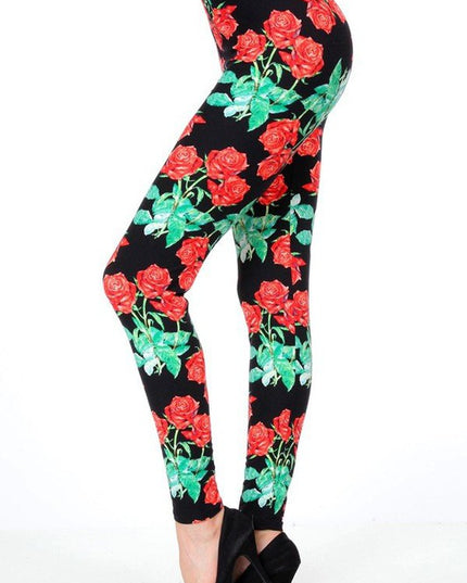 KIDS N236 KIDS BUTTERY SOFT ROSE PRINT FULL LEGGINGS