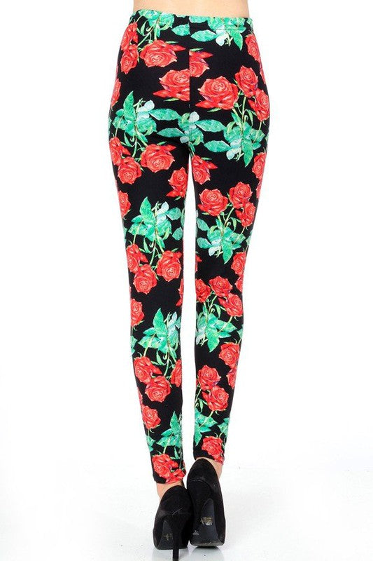 KIDS N236 KIDS BUTTERY SOFT ROSE PRINT FULL LEGGINGS