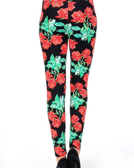 KIDS N236 KIDS BUTTERY SOFT ROSE PRINT FULL LEGGINGS