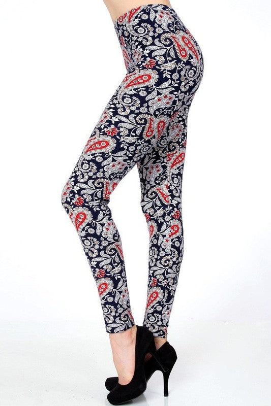 N244 KIDS BUTTERY SOFT PAISLEY PRINT FULL LEGGINGS